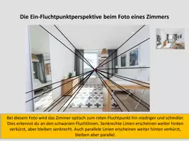 Vorschau - Präsentationen/Tafelbilder - Perspektivisch zeichnen mit Fluchtpunkt - Traumzimmer in der Ein-Fluchtpunktperspektive / Zentralperspektive (Kunst 8.-9. Klasse) - Seite 2