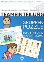 Vorschau - Bildkarten - Gruppenpuzzle Turnhalle Teameinteilung / Organisationshilfen Turnhalle - Deckblatt