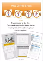 Vorschau - Präsentationen/Tafelbilder - Perspektivisch zeichnen mit Fluchtpunkt - Traumzimmer in der Ein-Fluchtpunktperspektive / Zentralperspektive (Kunst 8.-9. Klasse) - Deckblatt