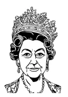 Vorschau - Mal- und Bastelvorlagen - Queen Elizabeth II - Ausmalbilder + Cliparts - Seite 1