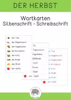 Vorschau - Bildkarten - Herbst: Wortkarten - Wortstreifen - Silbenschrift - Schreibschrift - Fotos - Deckblatt