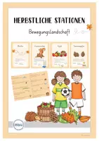 Vorschau - Stationenlernen - Bewegungslandschaft Herbst - 10 Stationen - Deckblatt