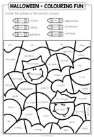 Vista previa - Hojas de trabajo - Halloween - Colouring Fun (Parts of Speech) 2 Worksheets - página 2