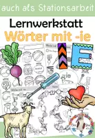 Vorschau - Arbeitsblätter - Wörter mit ie - Lernwerkstatt mit Bastelvorlagen - auch als Stationsarbeit - Deckblatt