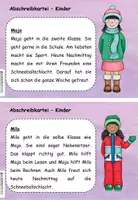 Vorschau - Aufgabenkarten - Abschreibkartei Kinder im Winter / Abschreibtexte - Seite 1
