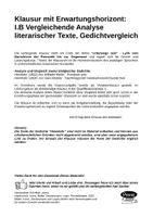 Vorschau - Klassenarbeiten - Klausur mit EWH Deutsch Q1/Q2, LK/GK: unterwegs sein - vom Barock/von der Romantik bis zur Gegenwart - Gedichtvergleich Romantik und Nachkriegszeit - Seite 1