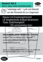 Vorschau - Klassenarbeiten - Klausur mit EWH Deutsch Q1/Q2, LK/GK: unterwegs sein - vom Barock/von der Romantik bis zur Gegenwart - Gedichtvergleich Romantik und Nachkriegszeit - Deckblatt