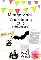 Vorschau - Spiele - Klettmappe, Halloween, Menge-Zahl-Zuordnung, Fledermaus - Seite 1