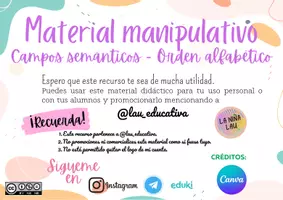 Vista previa - Unidades / Secuencias / Situaciones de Aprendizaje - Material manipulativo Campos semánticos - Orden alfabético @lau educativa - Portada