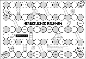Vorschau - Arbeitsblätter - Brettspiel - Herbstliches Addieren im ZR 10 - Das Leiter- und Rutschenspiel - Seite 3