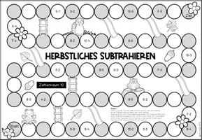 Vorschau - Arbeitsblätter - Brettspiel - Herbstliches Subtrahieren im ZR 10 - Das Leiter- und Rutschenspiel - Seite 3
