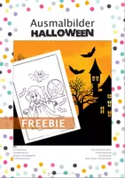 Vorschau - Mal- und Bastelvorlagen - Ausmalbild Halloween FREEBIE -Vertretungsunterricht - Deckblatt