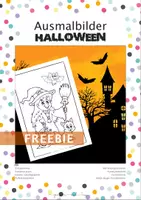 Vorschau - Mal- und Bastelvorlagen - Ausmalbild Halloween FREEBIE Kunstunterricht - Deckblatt
