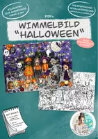 Vorschau - Stationenlernen - Wimmelbild Suchbild Bildkarte "Halloween" - Deckblatt