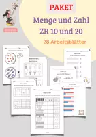 Vorschau - Arbeitsblätter - MENGE und ZAHL ZR 10 und ZR 20 - Mathe 1.Klasse - 28 Arbeitsblätter - Deckblatt