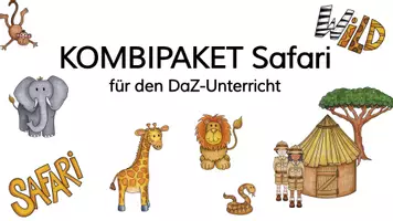 Vorschau - Arbeitsblätter - Kombipaket Safari - DaZ - Deckblatt