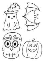 Vorschau - Mal- und Bastelvorlagen - Halloween Kunstprojekt Wimpelkette Halloween Bastelvorlage / Kürbisse basteln - Seite 1