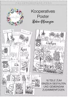 Vorschau - Mal- und Bastelvorlagen - Kooperatives Klassenposter - Boho Pflanzen - Deckblatt