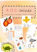 Vorschau - Arbeitsblätter - Materialpaket Umlaute Ä Ö Ü Wandtafelmaterial, Arbeitsblätter und Lernkarten - Deckblatt
