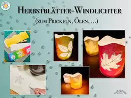 Vorschau - Mal- und Bastelvorlagen - Herbstblätter-Windlichter zum Prickeln, Ölen & nur so (für Teelichter) - mit ZIG KOPIERVORLAGEN - Seite 1