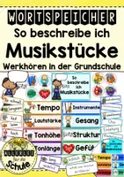 Vorschau - Poster - Musik beschreiben im Musikunterricht der Grundschule - Tafelmaterial und Wortspeicher für das Werkhören - Deckblatt