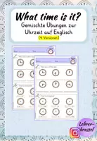 Vorschau - Arbeitsblätter - Uhrzeit auf Englisch | Time | gemischte Übungen | o'clock half quarter - Deckblatt