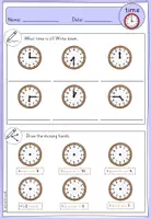 Vorschau - Arbeitsblätter - Uhrzeit auf Englisch | Time | gemischte Übungen | o'clock half quarter - Seite 3