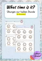 Vorschau - Arbeitsblätter - Uhrzeit auf Englisch - Time - Worksheets - half past - Deckblatt