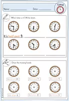 Vorschau - Arbeitsblätter - Uhrzeit auf Englisch - Time - Worksheets - half past - Seite 3