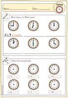 Vorschau - Arbeitsblätter - Uhrzeit auf Englisch | Time | Worksheets | o'clock | volle Stunde - Seite 3