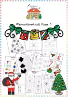 Vorschau - Arbeitsblätter - Weihnachtswerkstatt Klasse 1 – Fächerübergreifendes Stationslernen (Deutsch, Mathe, Wahrnehmung) zur Adventszeit - Deckblatt