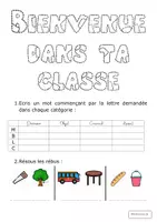 Aperçu - Autre type de ressources - Bienvenue dans ta classe (2022) - Page 1