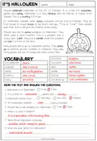 Vorschau - Arbeitsblätter - Halloween – Englisch, Reading Comprehension, Arbeitsblatt, Leseverständnis, Lesetext, Halloween Wortschatz, Vocabulary, Englischunterricht | Übungen, Worksheet, Klasse 5, Sekundarstufe - Seite 3