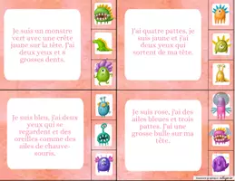 Aperçu - Apprentissages en autonomie - Cartes à pinces - Lecture compréhension : les monstres - Page 1
