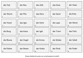 Vorschau - Arbeitsblätter - 60 Lesekarten Wort mit Artikel - Seite 2