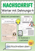 Vorschau - Arbeitsblätter - Rechtschreibung / Lernwörter Dehnungs-h / Deutsch / Diktat / Stationenlernen / FRESCH - Deckblatt
