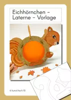 Vorschau - Mal- und Bastelvorlagen - Eichhörnchen Laternen Vorlage für Rundlaterne - Deckblatt