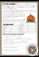 Vista previa - Hojas de trabajo - IT'S HALLOWEEN - Reading Comprehension - Portada