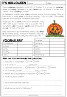 Vista previa - Hojas de trabajo - IT'S HALLOWEEN - Reading Comprehension - página 1