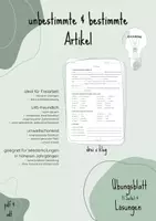 Vorschau - Arbeitsblätter - Der bestimmte und unbestimmte Artikel (a, an, the) - Deckblatt