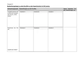 Vorschau - Arbeitsblätter - Beobachtungsbogen zu dem Kurzfilm zu den Experimenten im Stil Lewins - Seite 1