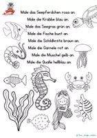 Vorschau - Arbeitsblätter - Male an! Unter dem Meer, eine Unterwasserwelt, mit Lösung - Seite 2