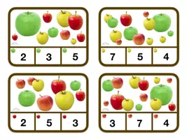 Vorschau - Arbeitsblätter - Klammerkarten / Zählkarten: ÄPFEL (auch zum Selbstbeschriften) - MIT LÖSUNG (binnendifferenziert) - Seite 1