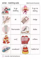 Aperçu - Jeux - winter English matching cards game / Jeu de vocabulaire Anglais - Page 1