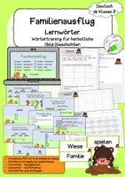 Vorschau - Stationenlernen - Familienpicknick - Lernwörter interaktiv üben - inkl. Arbeitsmaterial zum Festigen und Wortkarten - Deckblatt