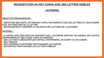 Aperçu - Feuilles d'exercices - Reconstituer un mot connu avec des lettres mobiles (OFFERT) - Page 1