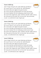 Vorschau - Anderer Materialtyp - Ernährung - Differenzierte Tafel-, Abschreib- und Ansagetexte - Seite 1