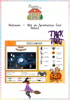 Vorschau - Arbeitsblätter - Halloween - Bild als Sprechanlass (mit Hilfen) - Deckblatt