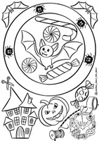 Vorschau - Spiele - Bastelvorlagen Halloween "Mobile-Kranz" / Malvorlagen - Seite 2