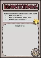 Vorschau - Arbeitsblätter - Bonfire Night, Guy Fawkes Day - Brainstorming,Video&Writing - Seite 1